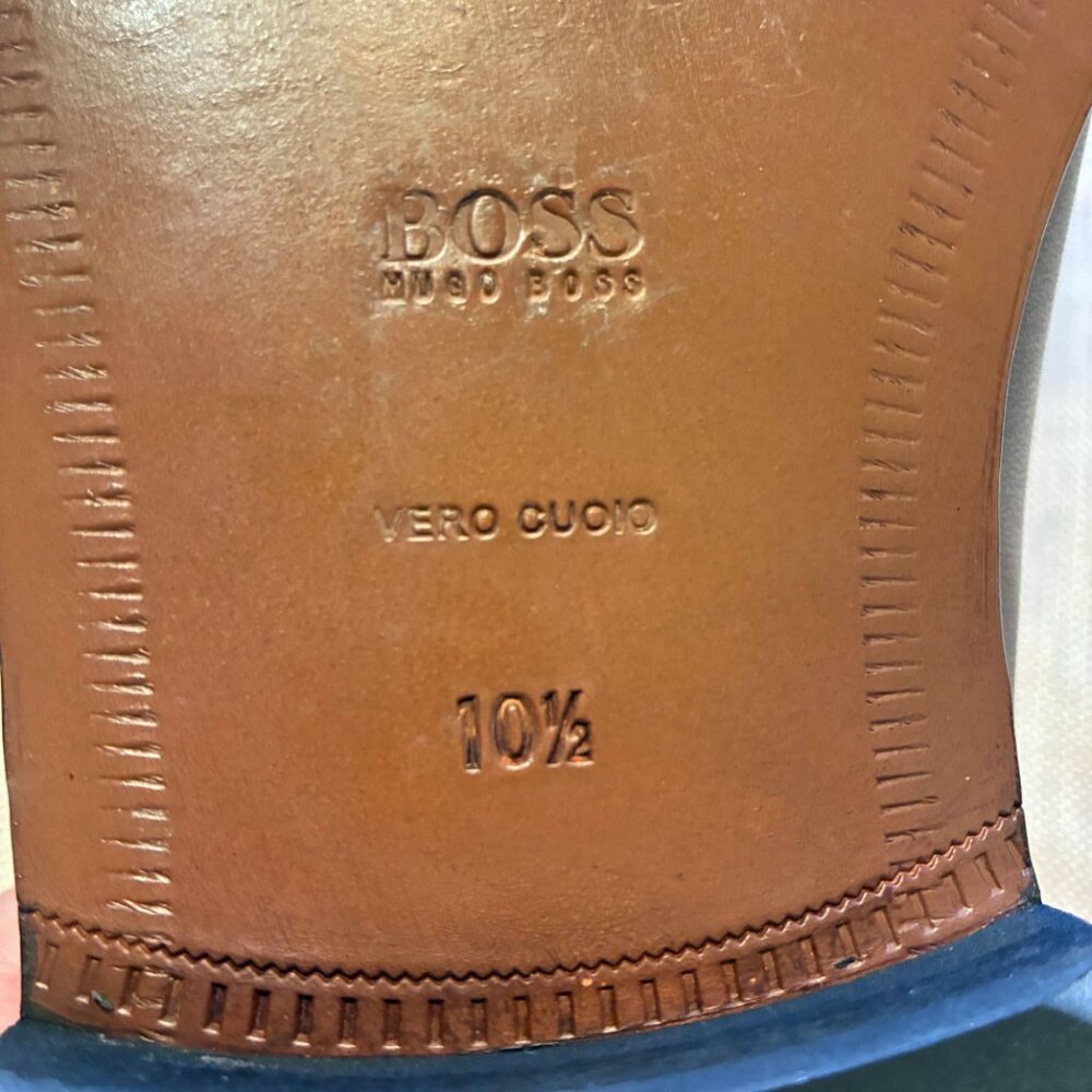 Hugo Boss Brown Leather Derby Dress Shoes Men’s 10.5 M Vero Cuoio - Picture 11 of 13